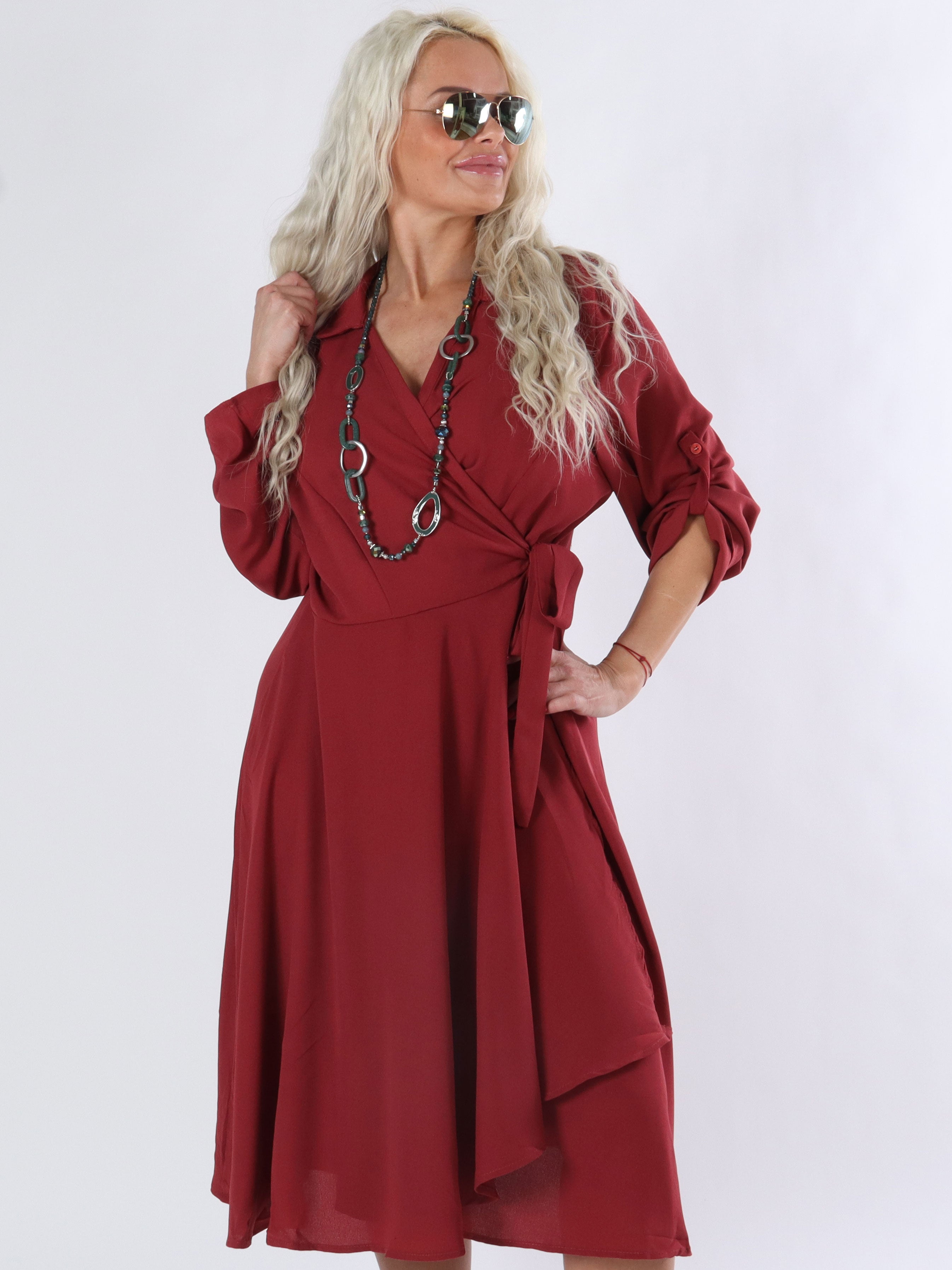 Bonnie - Armégrön klänning med skjortkrage